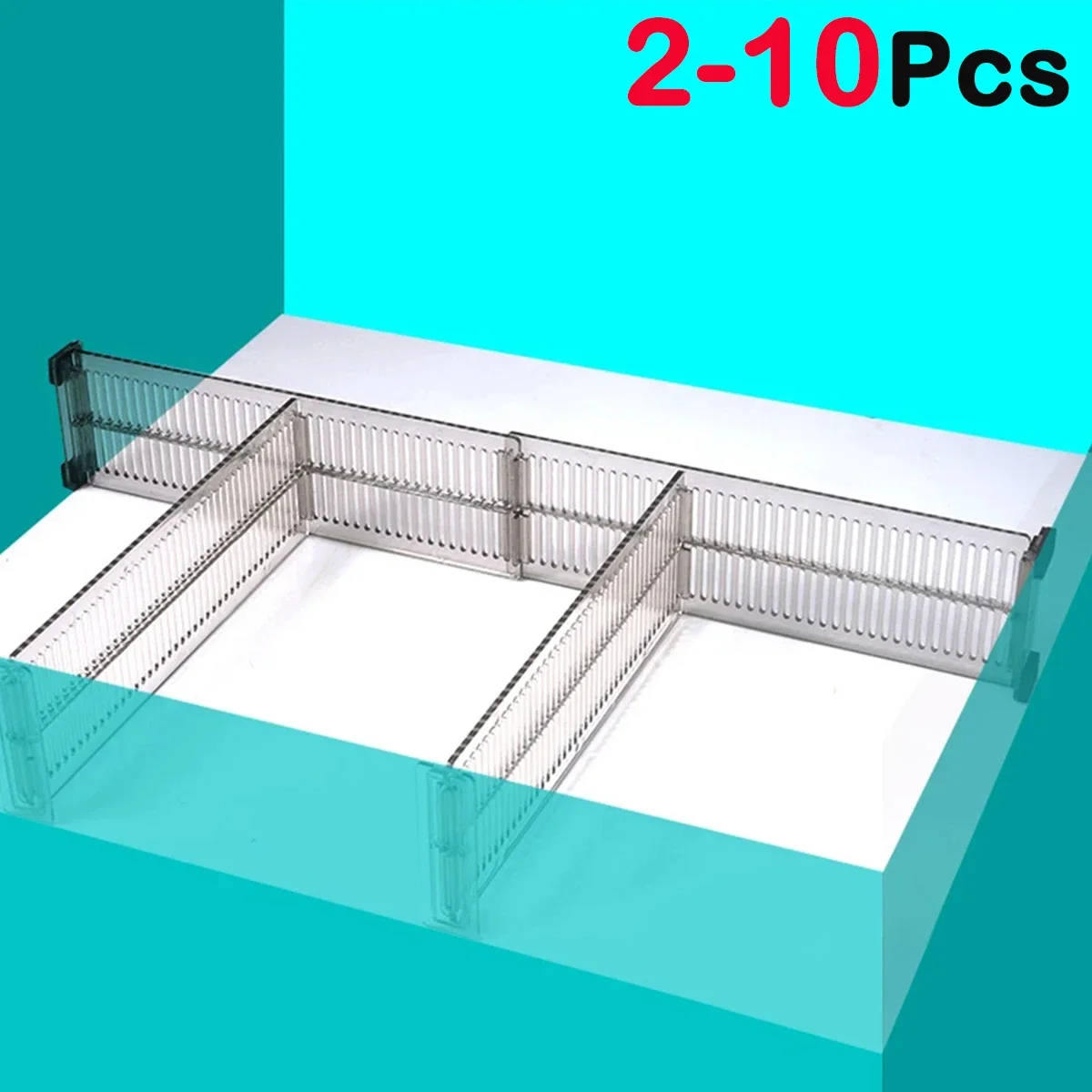 

2/10Pcs Adjustable Drawer Dividers 27.5-51cm Expandable Clear Drawers Separators for Kitchen Closet Organizers Accessories Pins