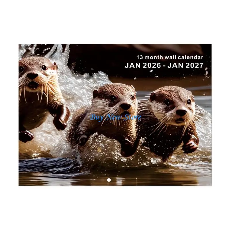 Calendario para colgar en pared con temática animales, 20CE 2026, 13 meses, desde enero 2026 hasta enero 2027, para