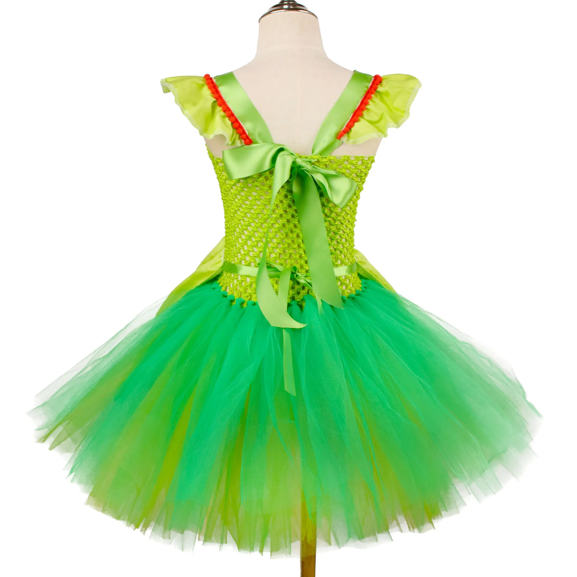 New Children\'s Christmas Green Hair Monster Grinch Christmas Dress Girls\' Christmas Dress Set Halloween Party Dress