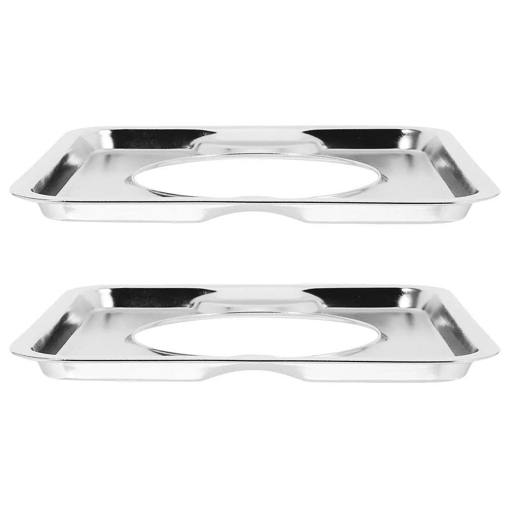

2pcs Crimping 19CM Square Stove Cover Drip Tray Gas Range Pan Heavy Duty Stainless Steel Burner Pans Oil Splatter Prevention