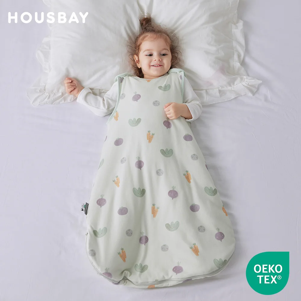 

Спальный мешок для малышей 0-24 месяцев Спальный мешок без рукавов Бежевый Veggie Prints 2,5Tog Весенне-осенний теплый мягкий хлопковый спальный мешок