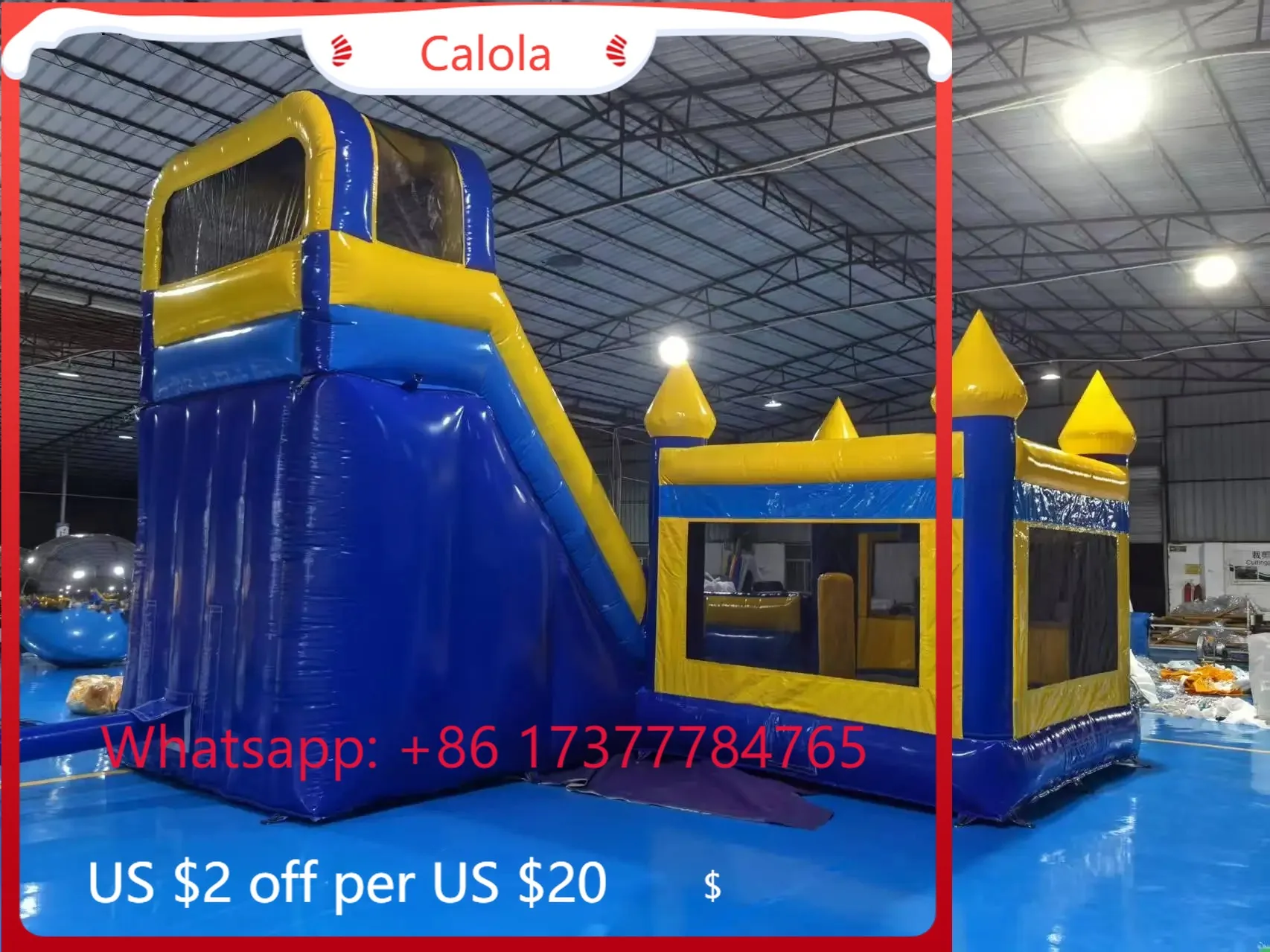 Commercial Inflatable Bounce House with Slide Kids Wet Dry Combo Bouncy Castle