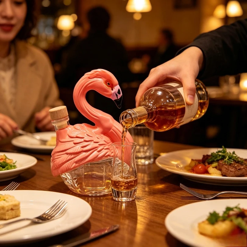 

Cute Pink Flamingo Glass Decanter, Unique Animal Shaped Liquor Wine Bottle, Creative Home Bar Decor & Gift for Party Wedding
