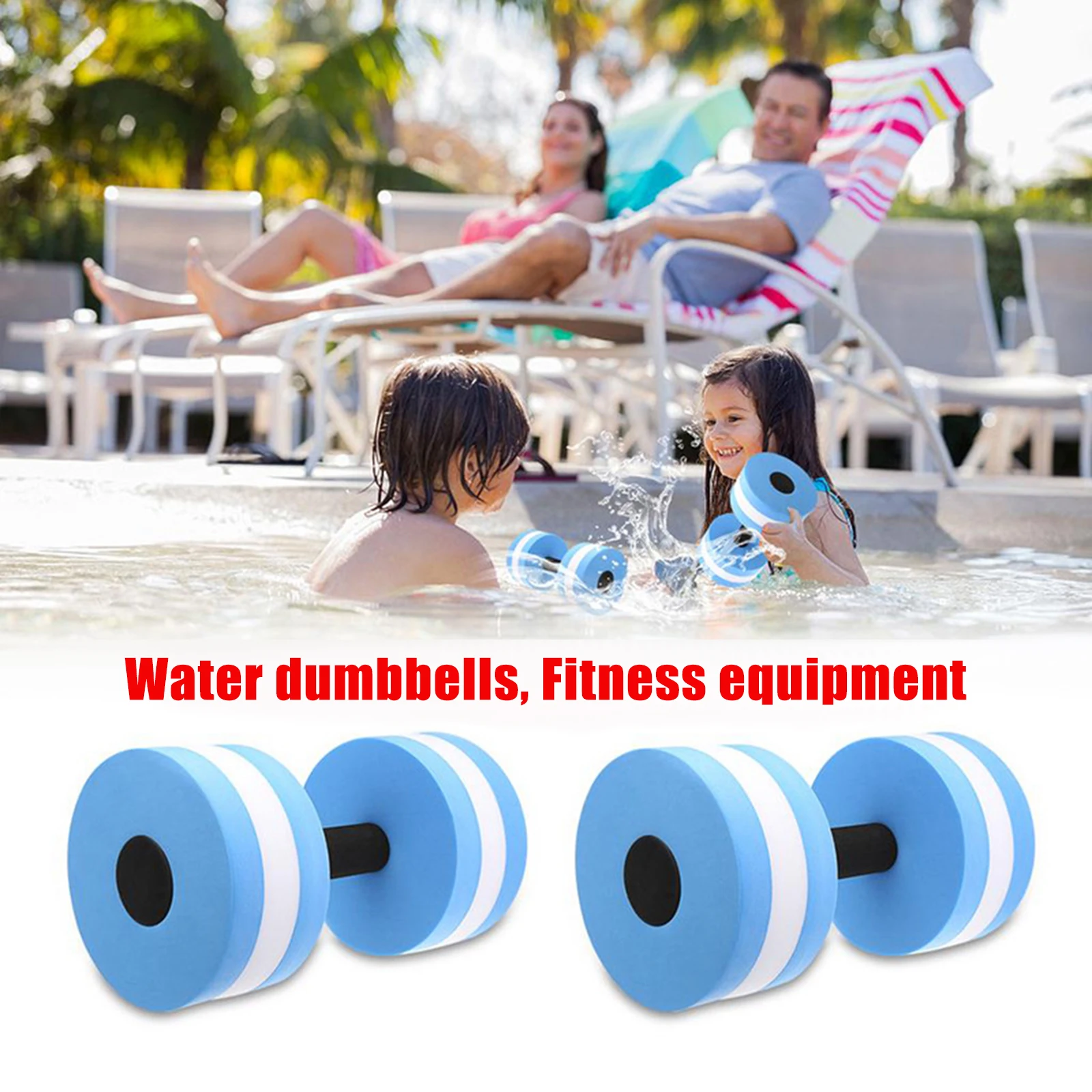 Mancuernas aeróbicas para piscina, mancuernas acuáticas de espuma EVA para ejercicio físico, flotador automático para piscina