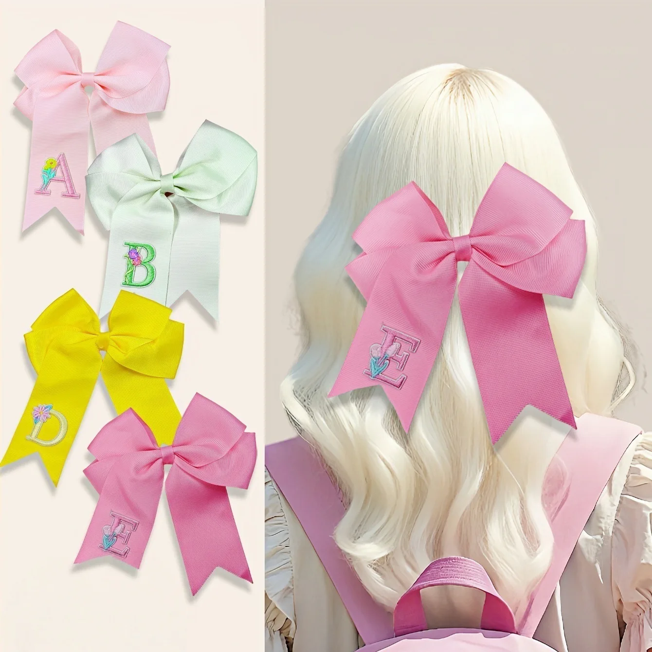 26pc-kids-embroidered-letter-bow-hair-clips-57-inch-ribbon-barrettes-baby-girls-bulk-hair-accessories-26-letter-hairpins
