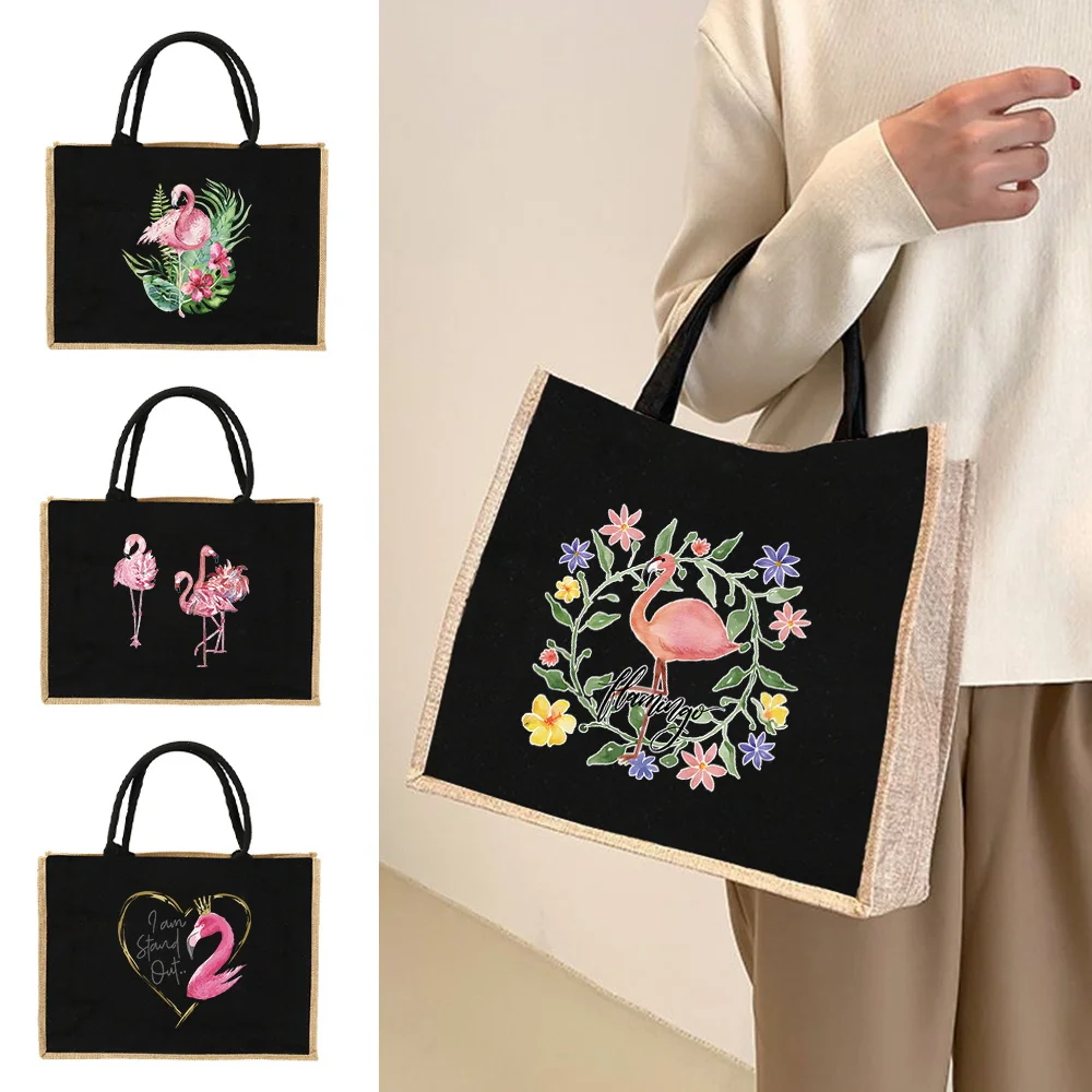 حقائب يد نسائية عصرية ذات سعة كبيرة للتسوق حقيبة يد خفيفة الوزن محمولة بنمط فلامنغو حقيبة كتف لتخزين السفر #1