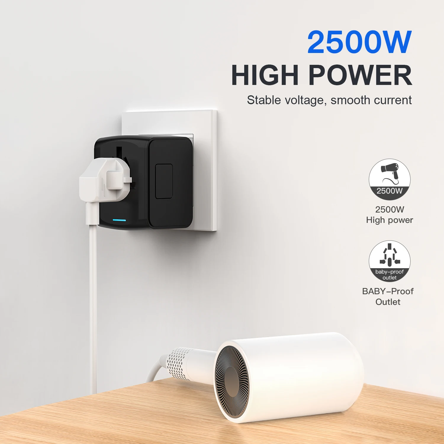 Universal Travel Adapter, High Speed 3.4A 4*USB, Type-C And 3* USB-A for Europe UK EU US CA AU