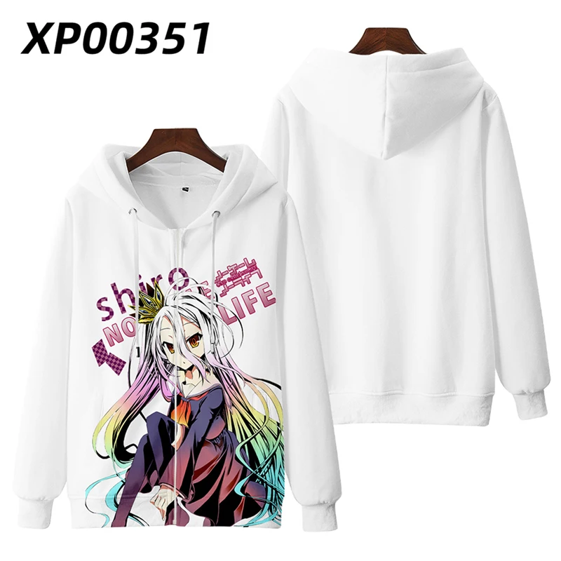 Anime No Game No Life Shiro Cosplay Zipper Hoodie Women Men Harajuku Sweatshirt Streetwear Hip Hop Long Sleeve Zip Hooded Jacket