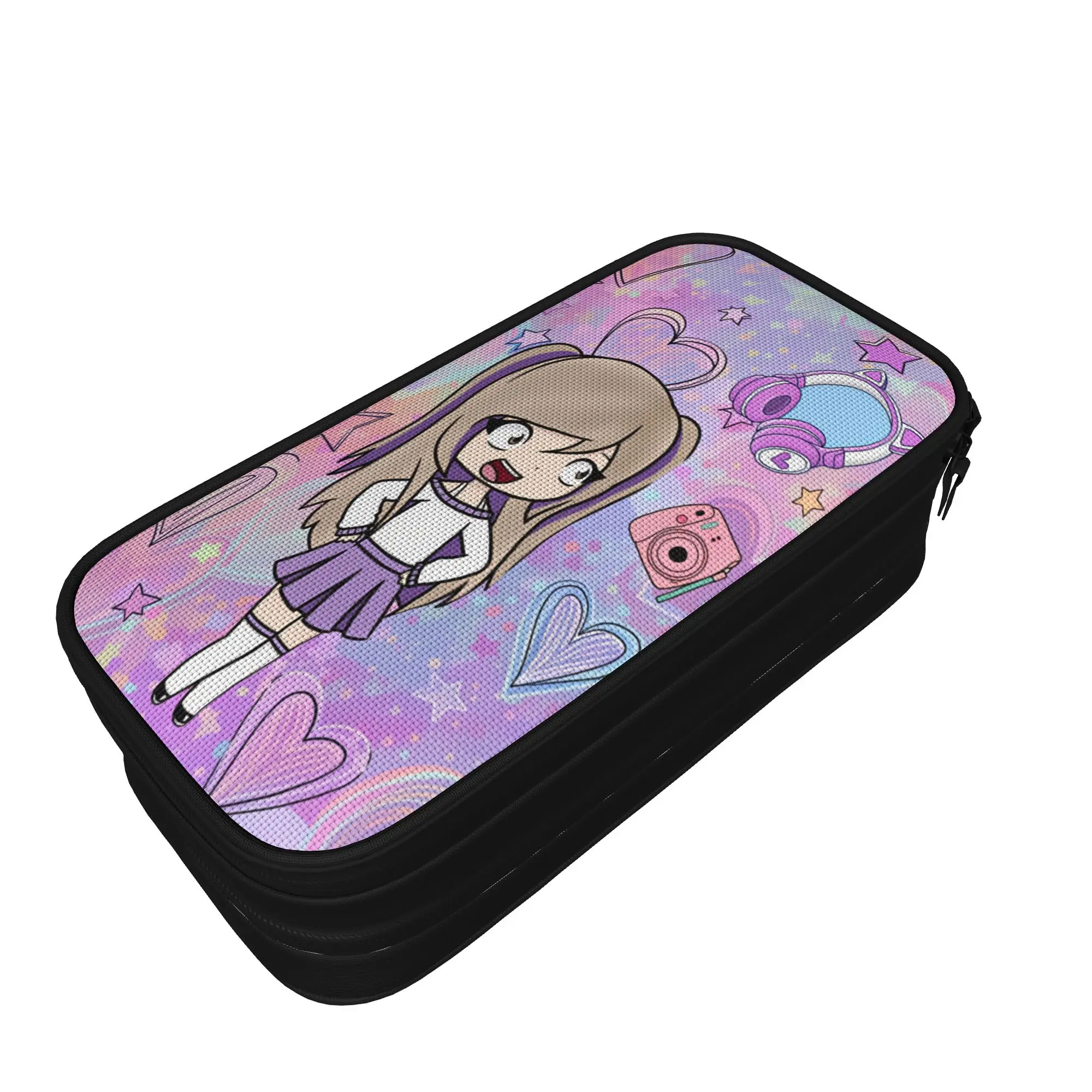 Retro Pencil Case Lyna Vallejos Pencil Box  School Pencil Cases Boy Girl Double Layer Design Stationery Organizer