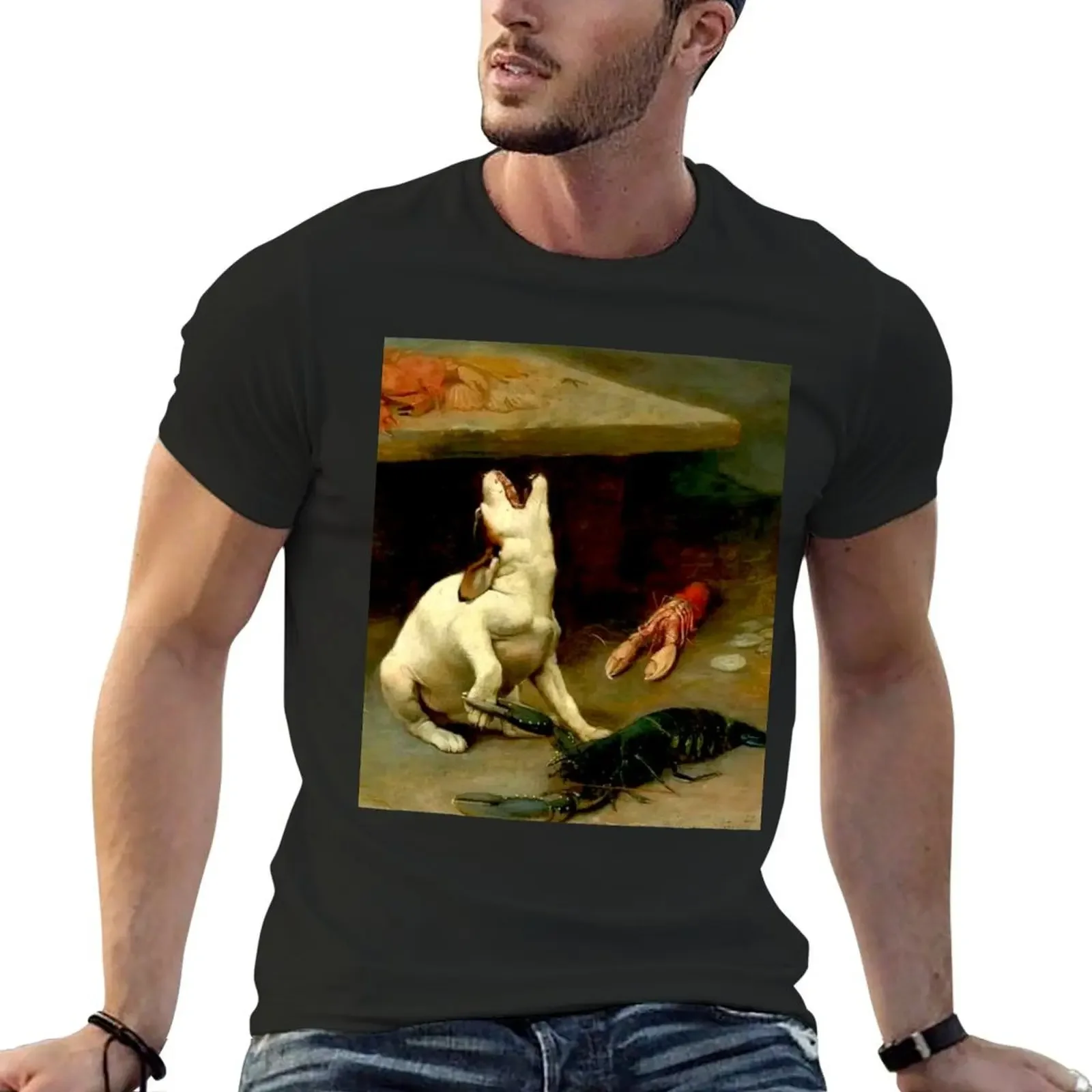 Puppy Bitten By Lobster T-Shirt Aesthetic clothing anime t shirts hippie clothes mens white t shirts