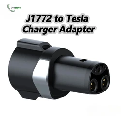 FITMPH adaptador de carga tipo 1 a Tesla, enchufe y vida útil del convertidor de más de 10000 veces, con anillo de metal fijo