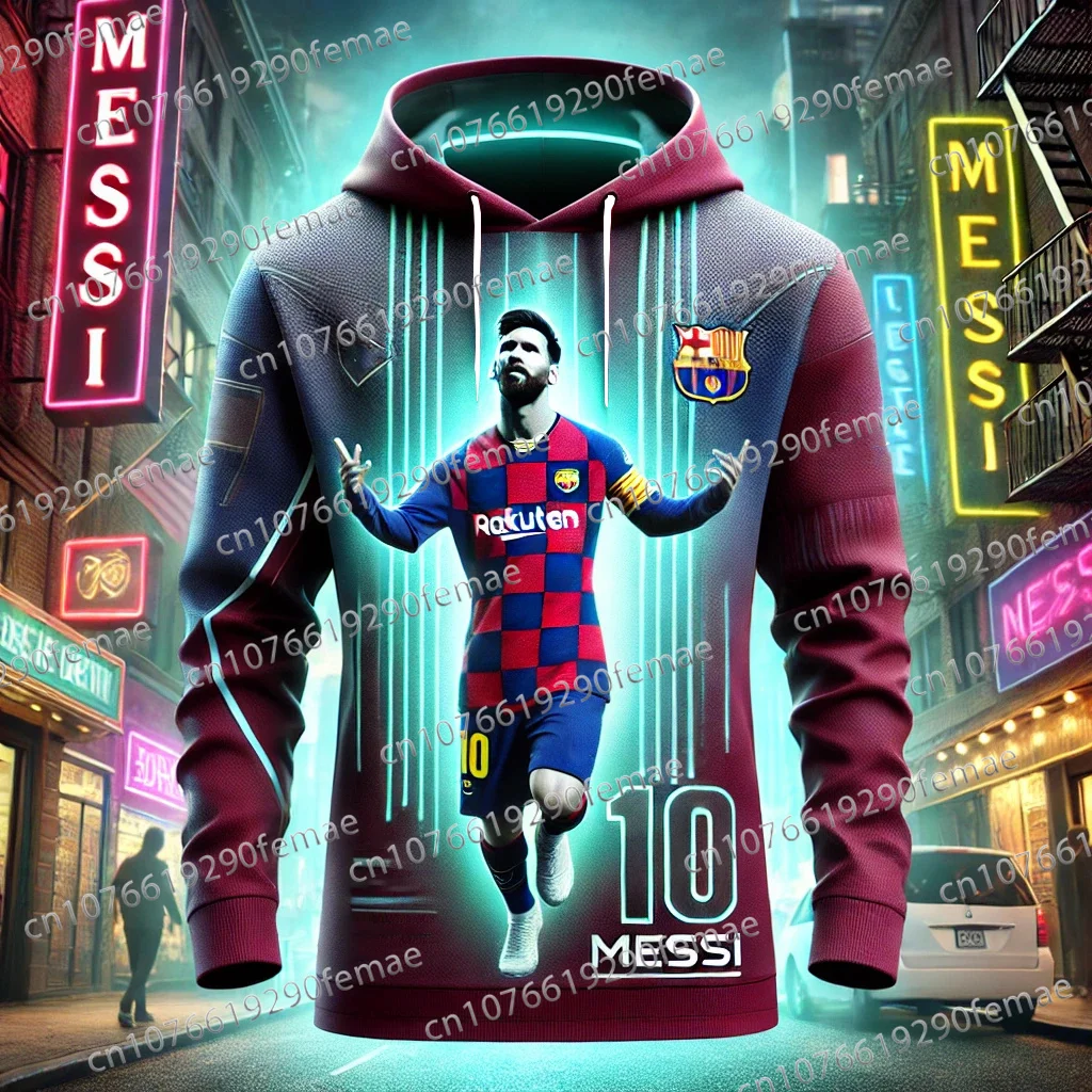 Messi 3D Printed Pattern Men's Long Sleeved Hooded Sweatshirt For Daily Fans, Comfortable And Fashionable Sports Pullover