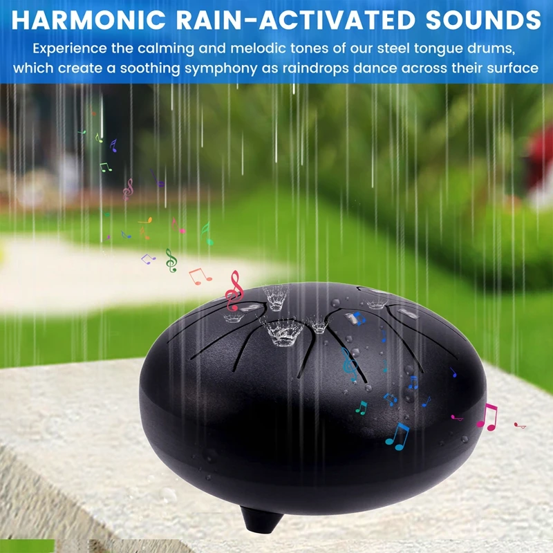 Outdoor Garden Rain Drum,Chakra Rain Drum, Tongue Drum Rain Bell,Outdoor Musical Instrument,Tranquil And Charming Garden