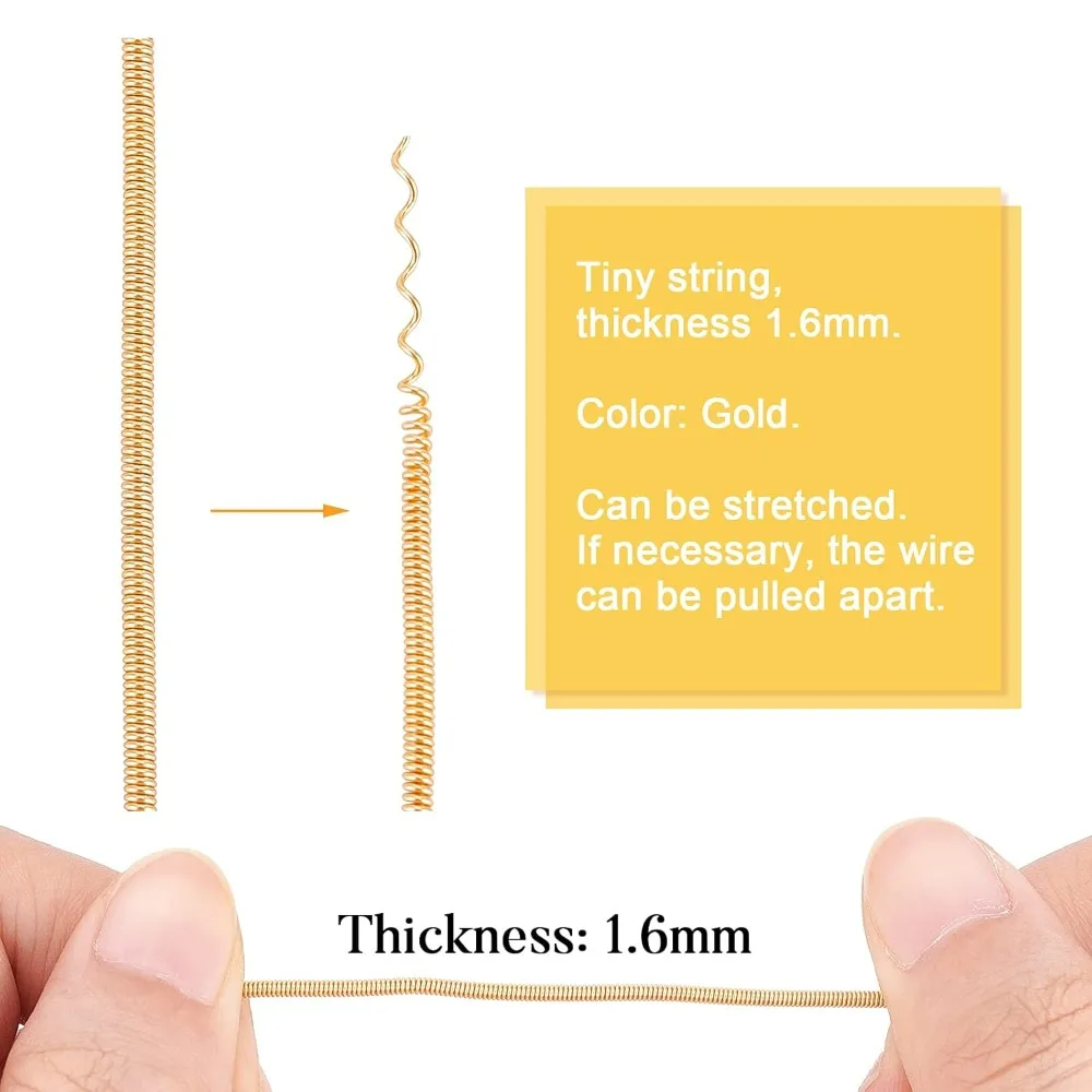 5 Rolls 14 Gauge 7.87inch Gold Plated French Bullion Wire Spiral Copper Wire for Embroidery Beading Jewelry Making and Clothes