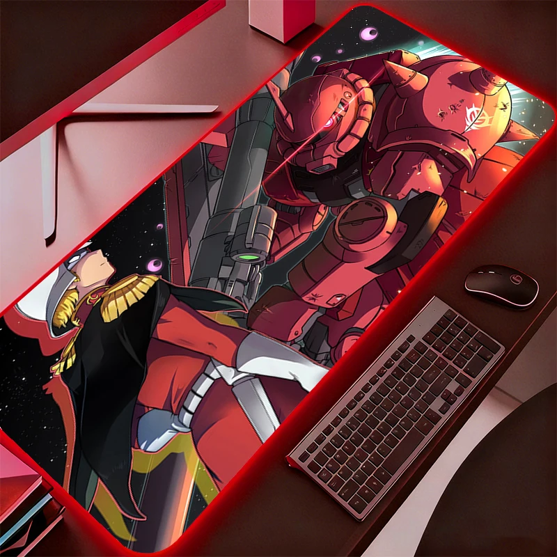

Большой игровой коврик для мыши LED XXL с RGB-подсветкой, для клавиатуры и мобильных устройств, в стиле Mobile Suit Gundam, для игрового стола и ноутбука