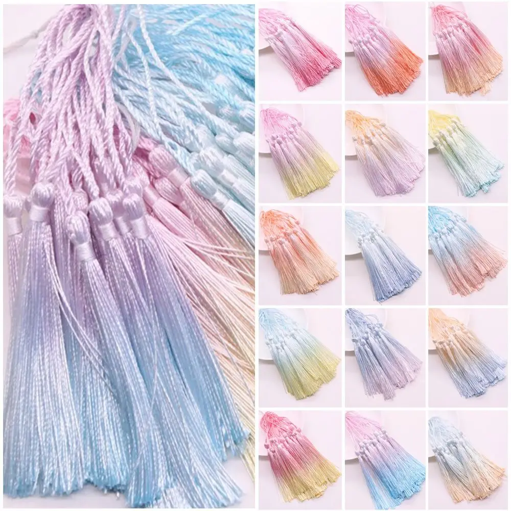 10pcs Handmade Gradient Tassels Bookmark Headwear Colorful Macrame DIY Crafts Clothing Pendant Hanging Rope Fringe Earring