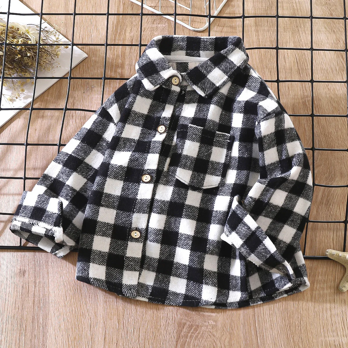 2024 Autumn Girls Boys Long Sleeve Plaid Blouse 90-150cm Casual Design