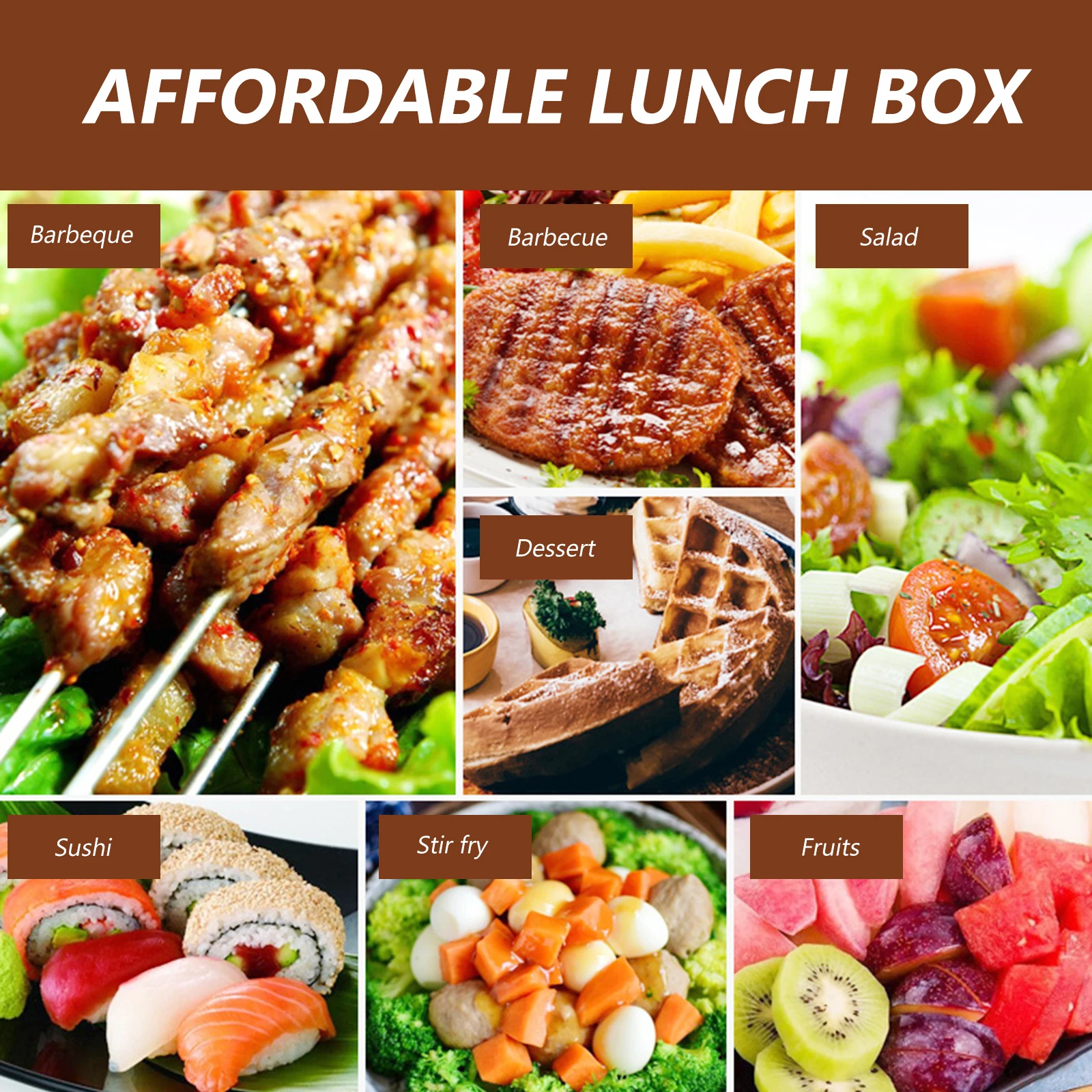 

Practical Wooden Lunch Box Convenient Single Layer Lunch Case Portable Food Container for Students Staff Use (Brown)