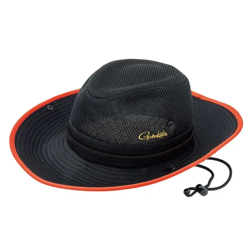 Gamakatsu Wide Brim Fishing Cap Bucket Hat with Adjustable Strap Fishing Hat Breathable Sunscreen Outdoor Hiking Fishing Cap