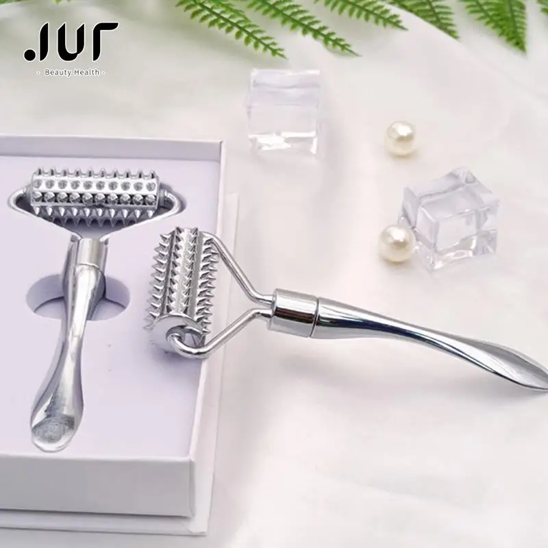 

Stainless steel pointed roller spatula massage ball stone face roller massager to improve neck facial beauty skin care tool