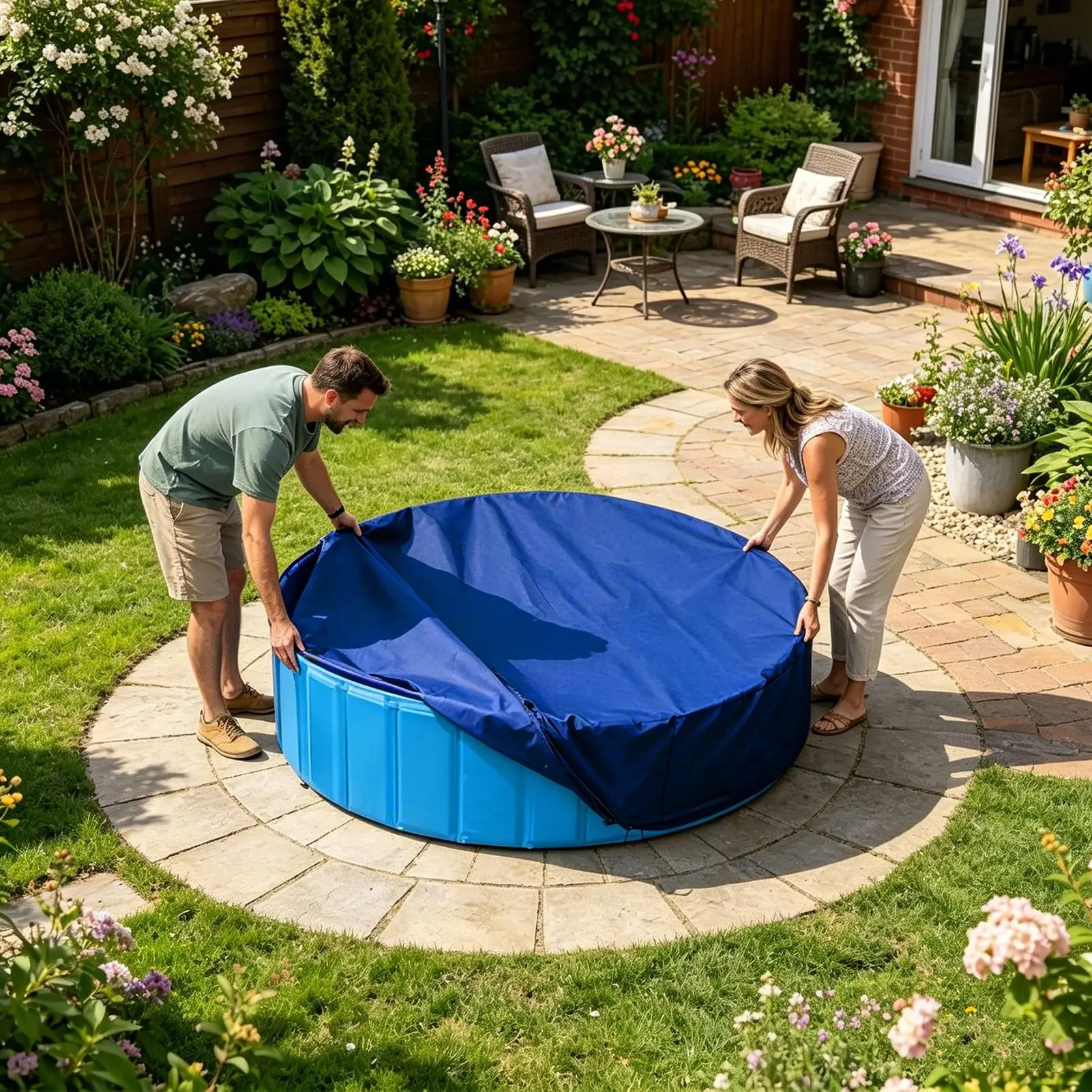 

Small Pool Cover Waterproof Dustproof Tear-Resistant Easy Set Swimming Pool Cover For Yard Patio Lawn Grassland Porch Courtyard