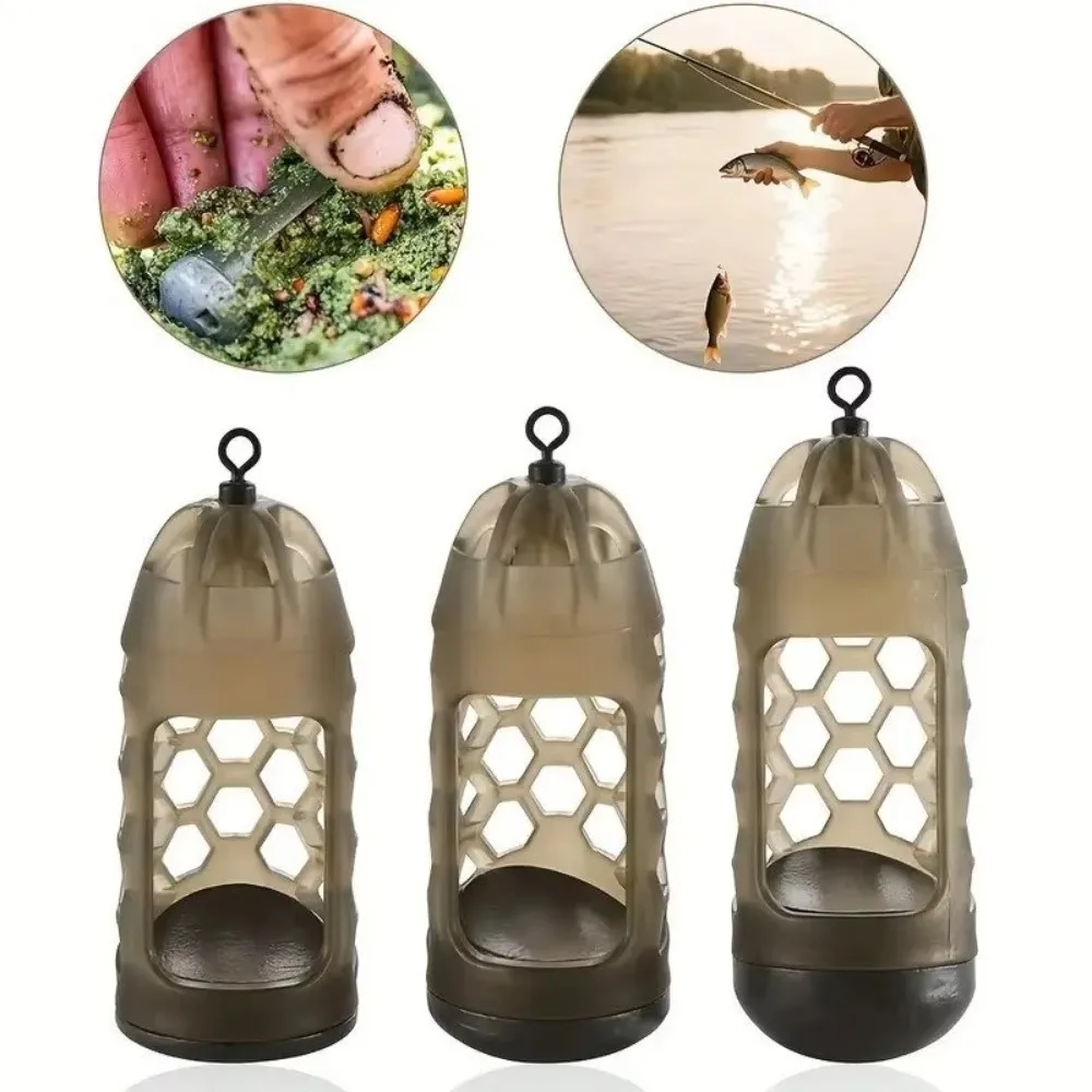 2pcs Light Brown Carp Fishing Feeder High-Density Polymer Efficient Distribution Bait Holder Easy Loading Feeder with Weight