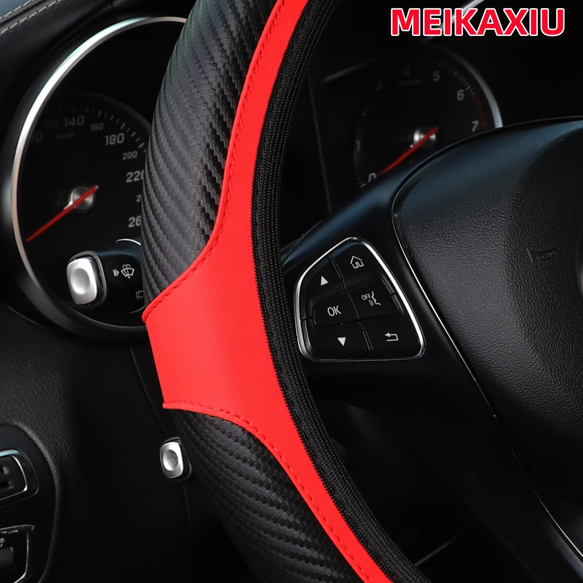 1 carbon fiber PU leather sports car without inner ring steering wheel cover suitable for 14.5-15 inch automotive interiors