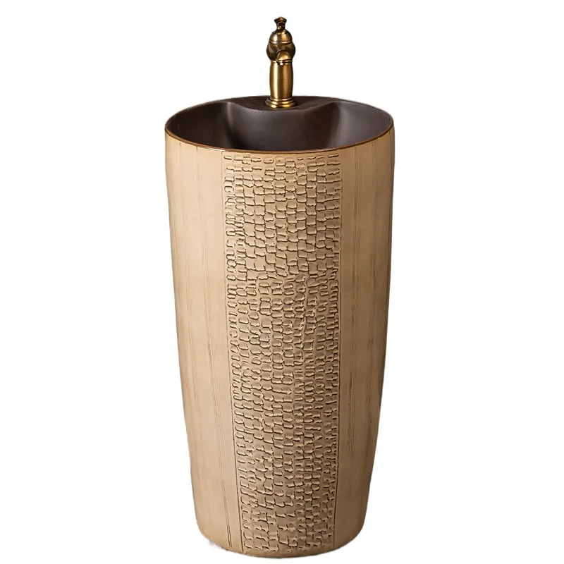 

Household Balcony Column Washbasin Ceramic Integrated Column Basin Hotel Washbasin Sink