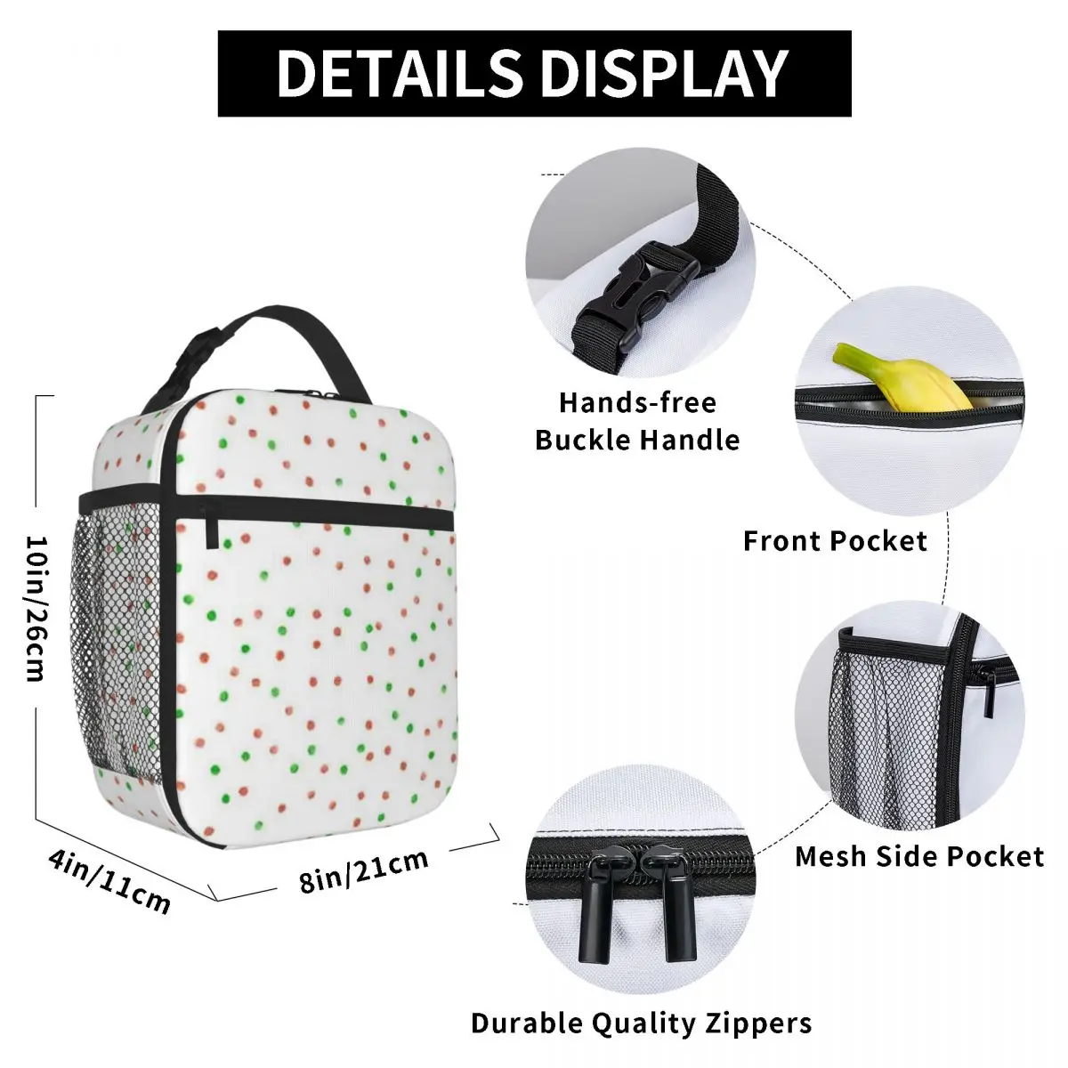 Bestselling Polka Dot Orange And Green Camouflage Insulated Food Bag Day Excursion Food Storage Bag