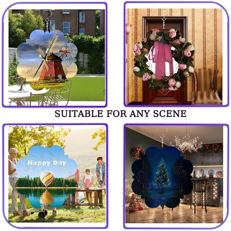 

ABNQ 5 шт. 10-дюймовые сублимационные заготовки для спиннеров, алюминиевые сублимационные заготовки для ветровых спиннеров, двухсторонние ветровые блесны