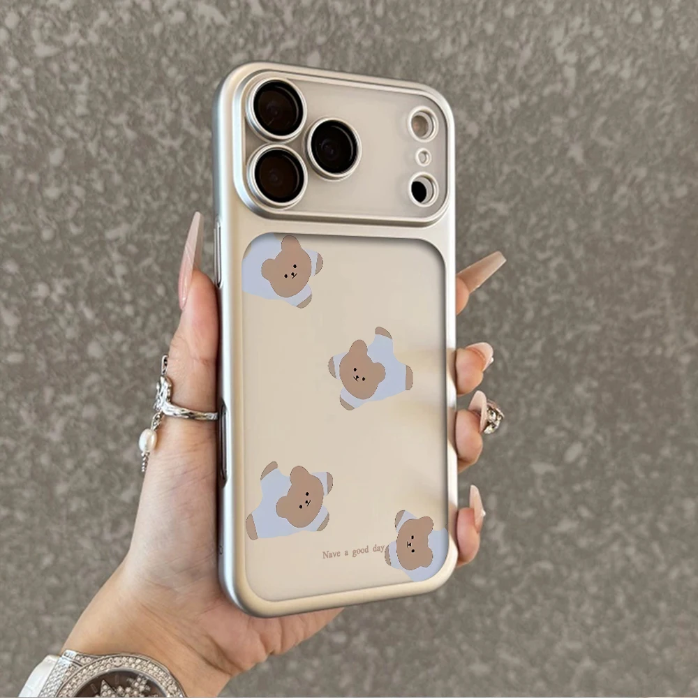 Papa Bear Shockproof Case For iPhone 14 15 16 17 13 12 11 ProMax 16 15 14 Plus 14 15 16 17 Pro 17Air TPU Plating Frosted Coque