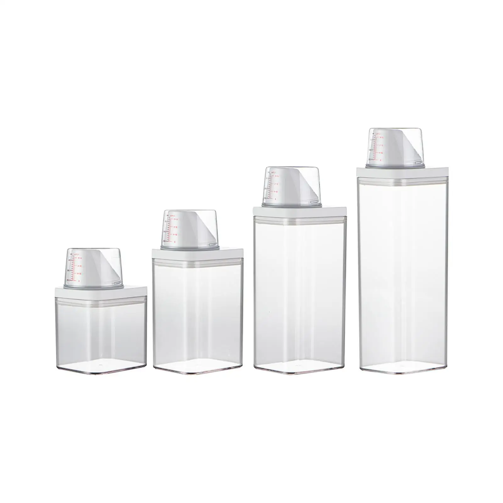 Transparent Plastic Storage Container with Measuring Cup for Laundry Powder Detergent Dispenser Rice Cereal Kitchen Use