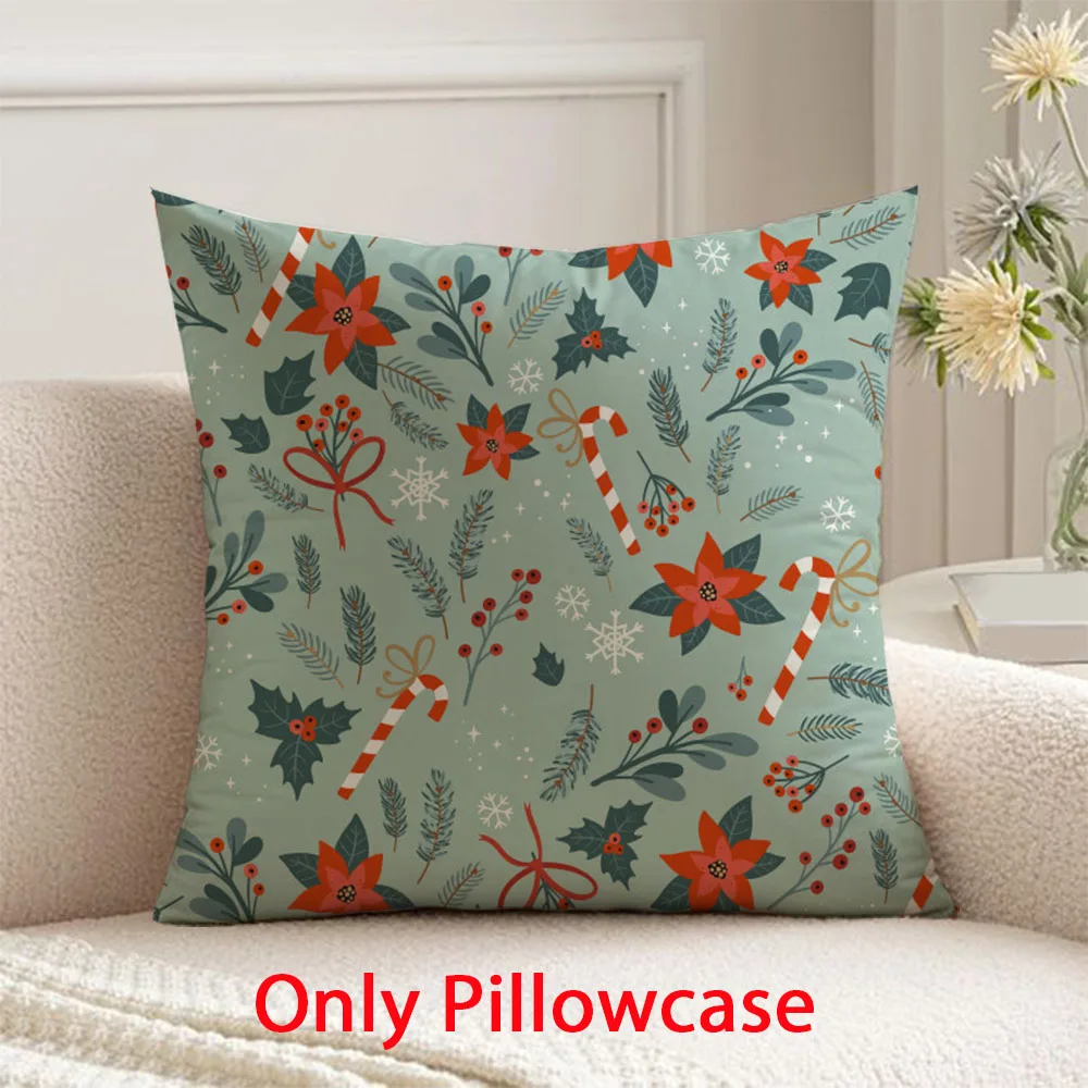 

new year Pillow cover winter decorative 45x45 cushions cover for floral pattern Christmas pillow case for Xmas gift for family