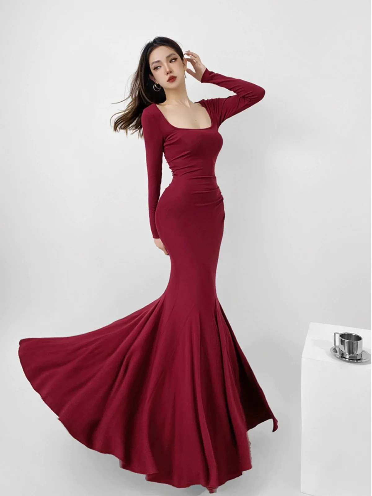 

ACE Summer ort Sve Fi Tail Dr Женское облегающее длинное платье с высокой талией Pure Desire Sle Весна Осень Зима Dr