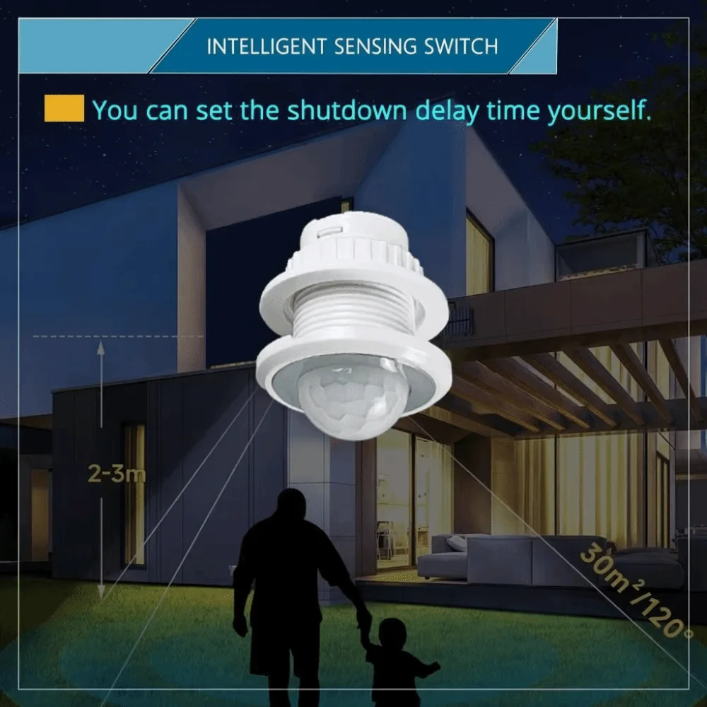 Wide Voltage Compatible Smart Motion Sensor Switch Adjustable Detection Dual Sensing Technology Embedded Motion Sensor