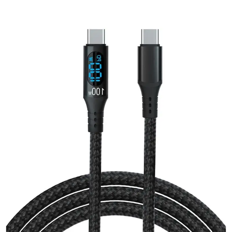 

Y1UB 5A 100W Fast USB C Cable 1Meter with Power Display Reinforced Braided Cord for Phones and Laptops