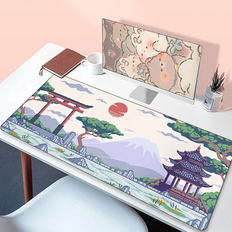 Japan Sakura Mount Fuji Mousepad Gaming Pc Accessories Deskmat Extended Pad Gamer Keyboard Mausepad Non-slip Mat Mouse Mats Pads