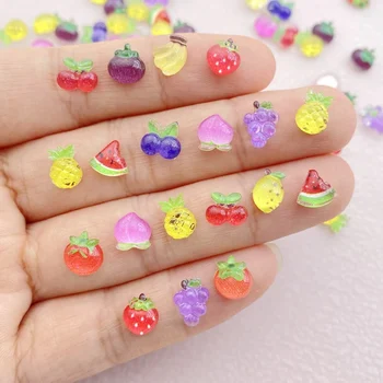 귀여운 송진 네일 아트 액세서리, 딸기, 체리, 포도 과일, 플랫 백 장식, 쥬얼리 제작, 매니큐어 헤어웨어, 50 개 