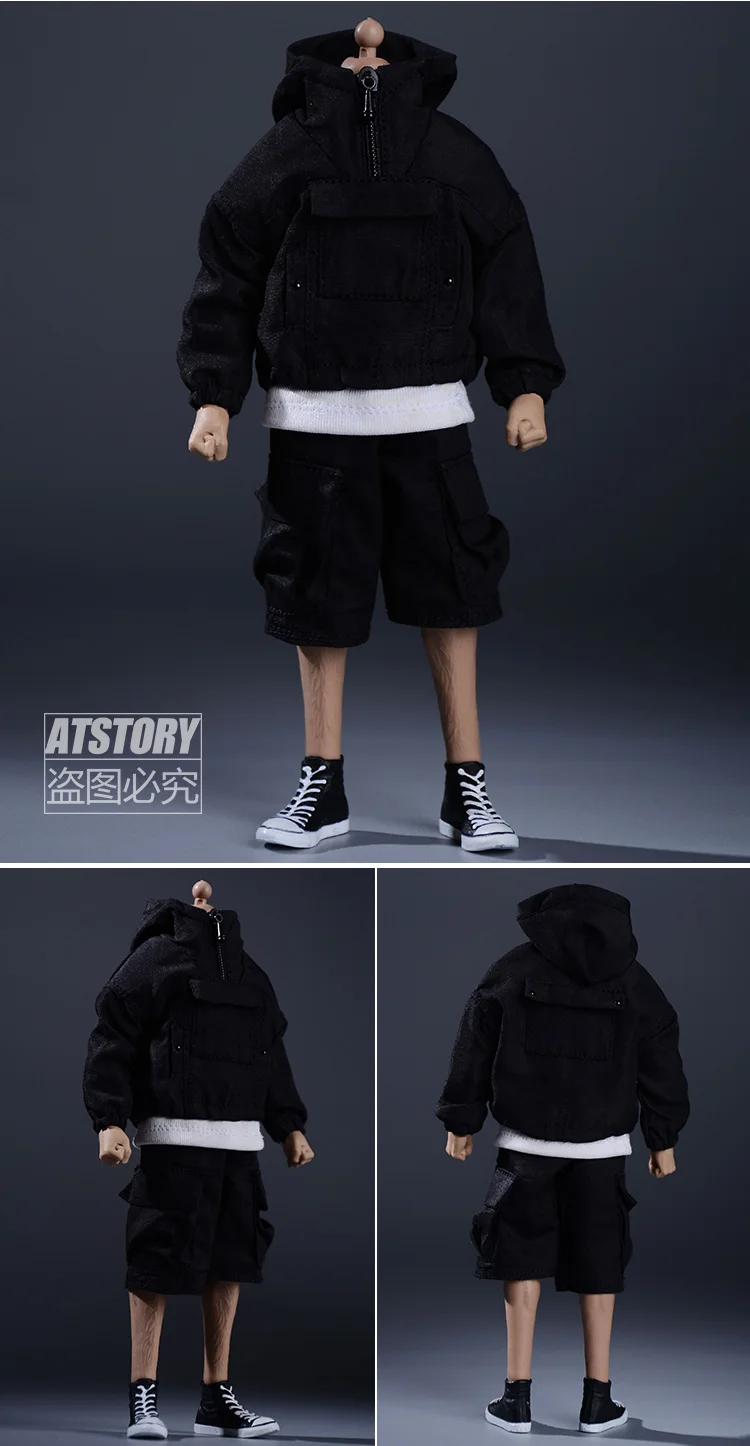 1/12 Scale Trendy Male Figure Street Style Jacket Hooded Coat Multiple Pockets Overalls Trousers for 6 inches Action Figure