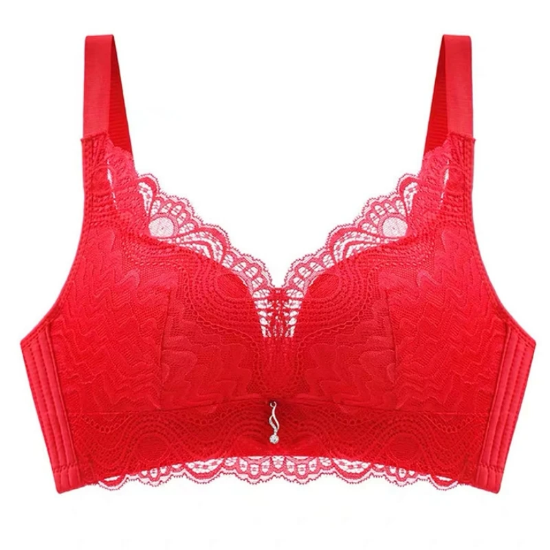 Women Lace Underwears Bra Without Steel Ring Ladies Comfortable Gathering Underwears Brassieres Breathable Latex Adjustable Bras