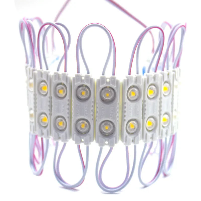 20 Stück 2LED DC12V LED-Modul 2835 6500k Weiß SMD-Module mit Linse 40*12mm Hintergrundbeleuchtung Wasserdicht IP67 Schilderbeleuchtung Kaltweiß