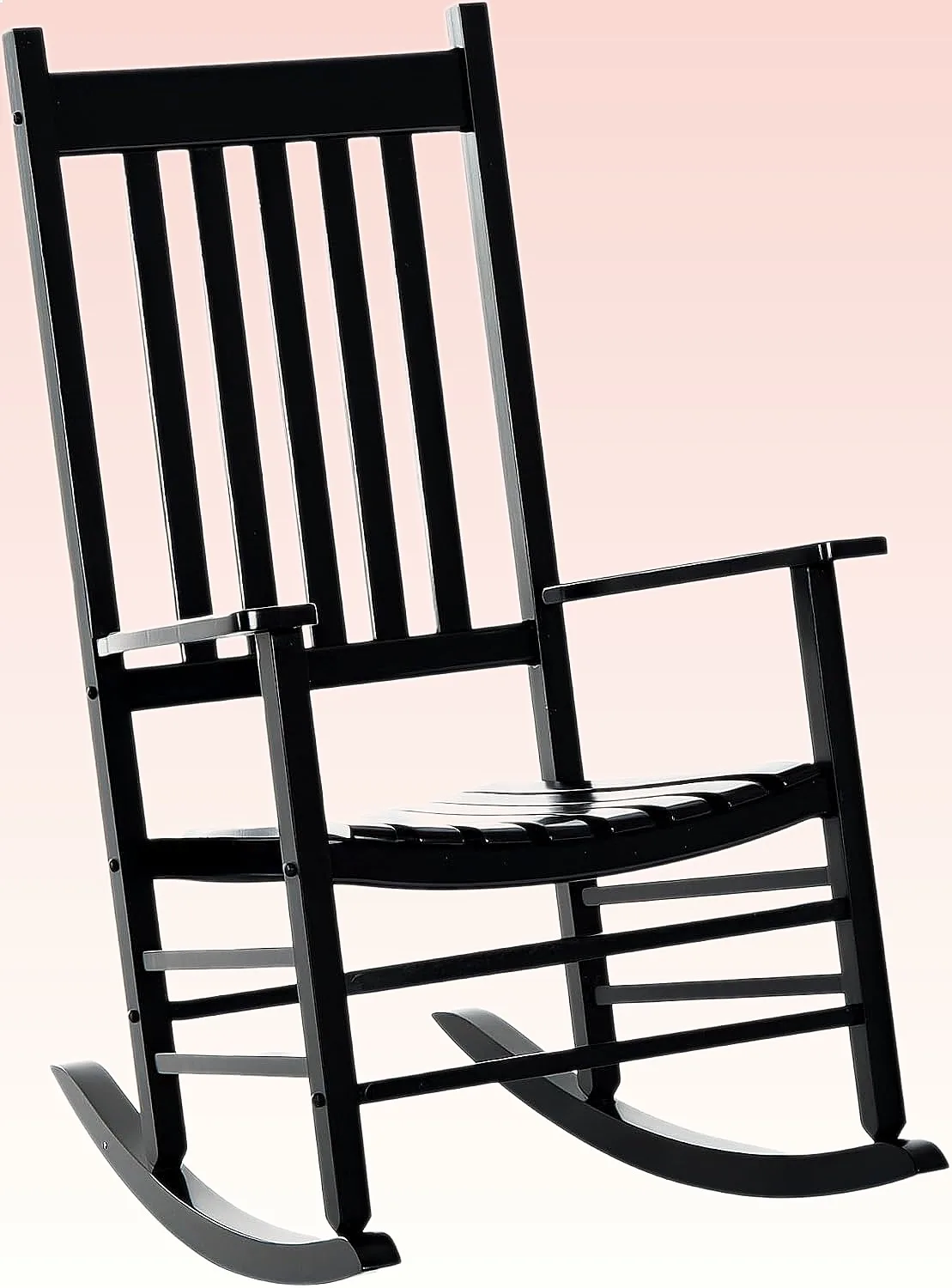 Outsunny Outdoor Wooden Rocking Chair 353 lbs Capacity High Back Patio Black