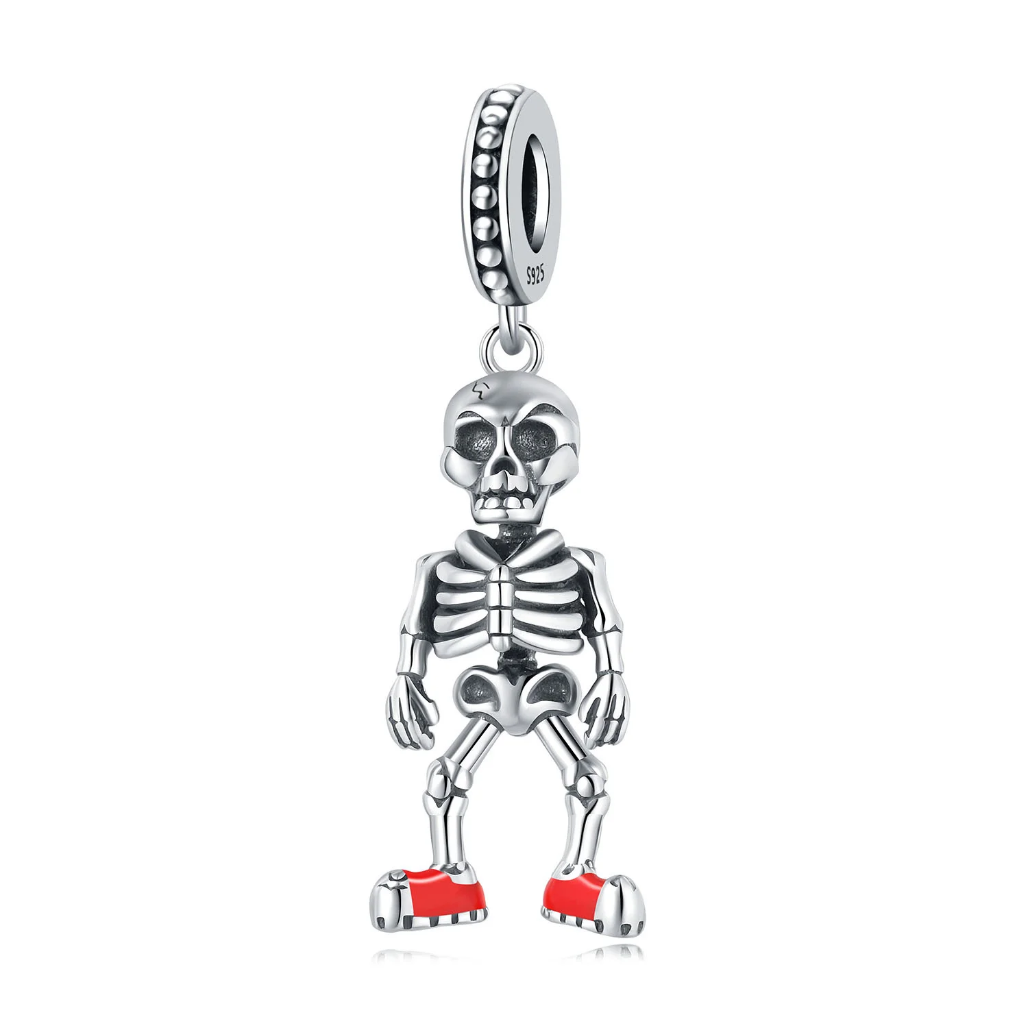 

Original 925 Sterling Silver Charms Luxury Skull Bone Halloween Pendant Beads Fit Bracelet Diy Women Making Delicate Gift