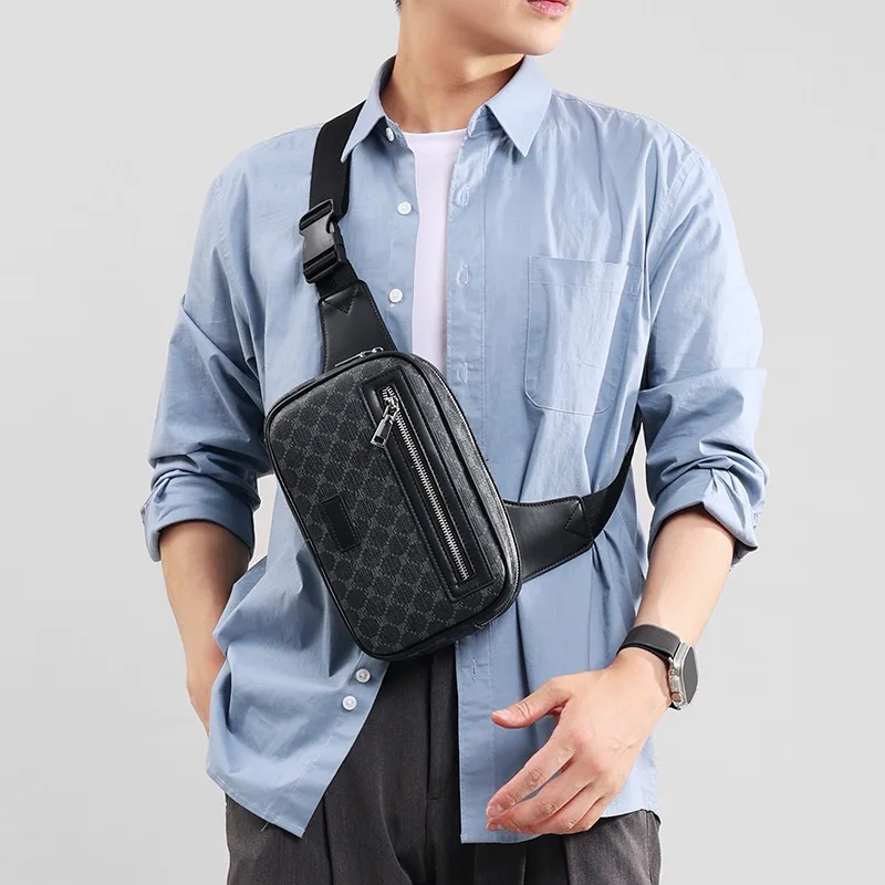 Fashion Luxury Chest Bag Men Retro Printing Men's Trendy Crossbody Bag Waterproof Messenger Bag Cycling Sling Bag for Daily