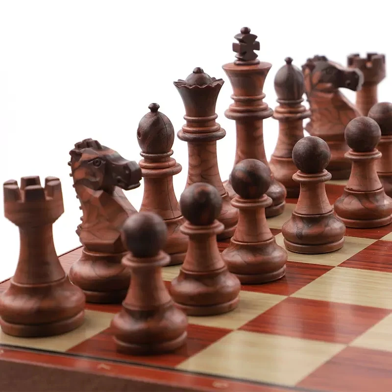 

Wooden grain plastic international chess chess pieces portable folding chessboard size game training chess pieces I204