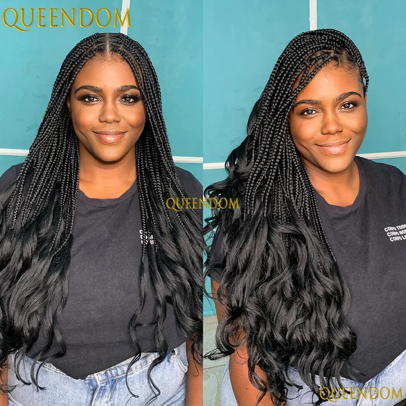 28 ''شقراء الاصطناعية كورنروز صندوق الضفائر كامل الدانتيل شعر مستعار أمامي للنساء السود HD الدانتيل الباروكة #1