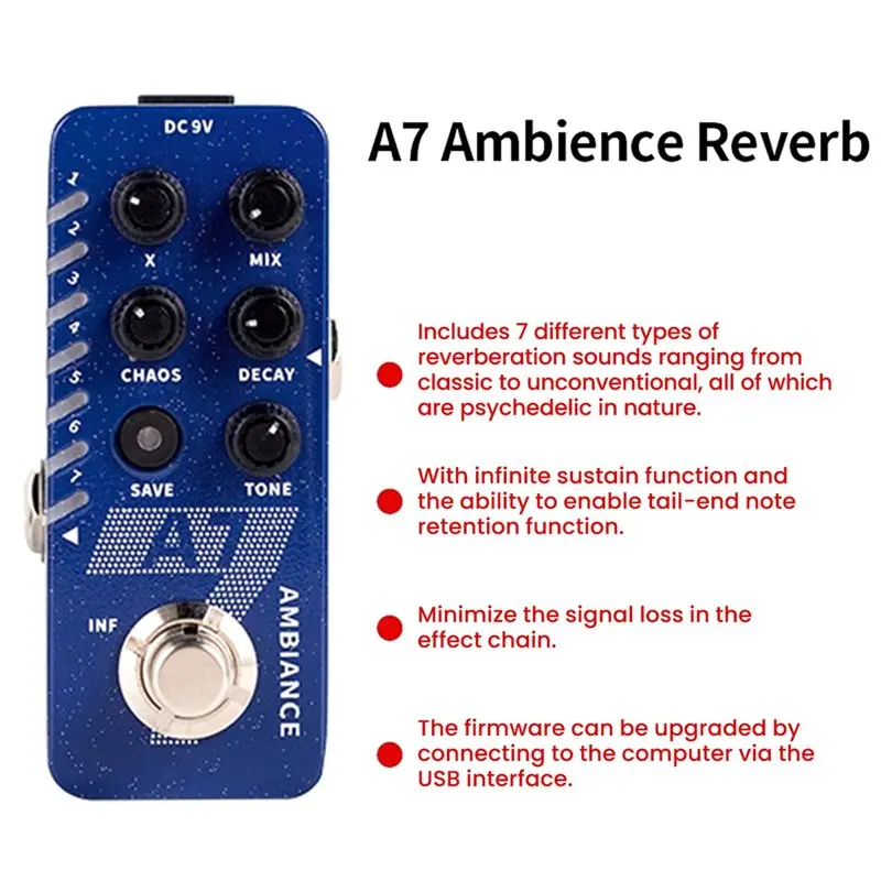 ABLB-Astronauts And The Psychedelic Space Cadets Guitar Pedal A7 Ambience Reverb 7 Different Reverb Effects For Far-Out Guitar
