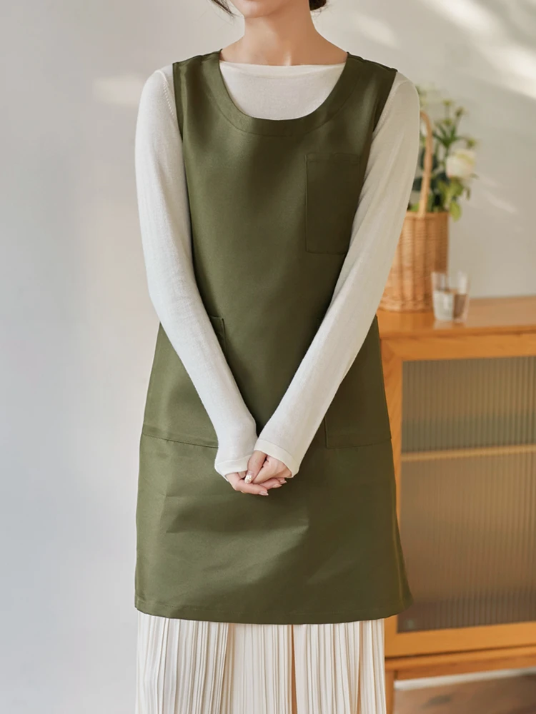 New Japanese Style Thickened Polyester Splash Proof Fabric Apron Korean Floral Home Decor Kindergarten Teacher