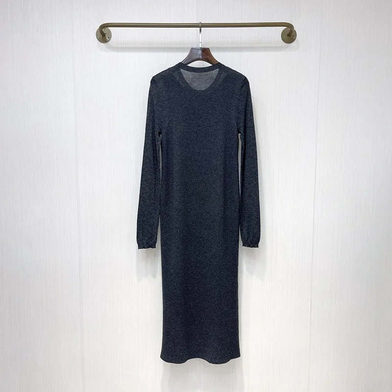 y2k fall and winter wool fake two-piece long-sleeved knit long dresses2023korean fashion Slim thin package hip Dress women