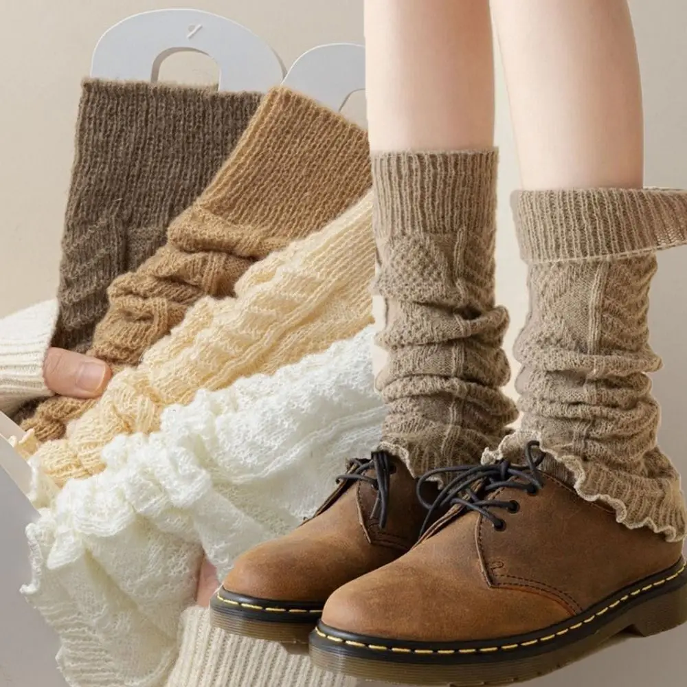 Solid Color Knitting Leg Warmers Cute Sweet Lolitas Knitted Socks Boot Socks Women Girls